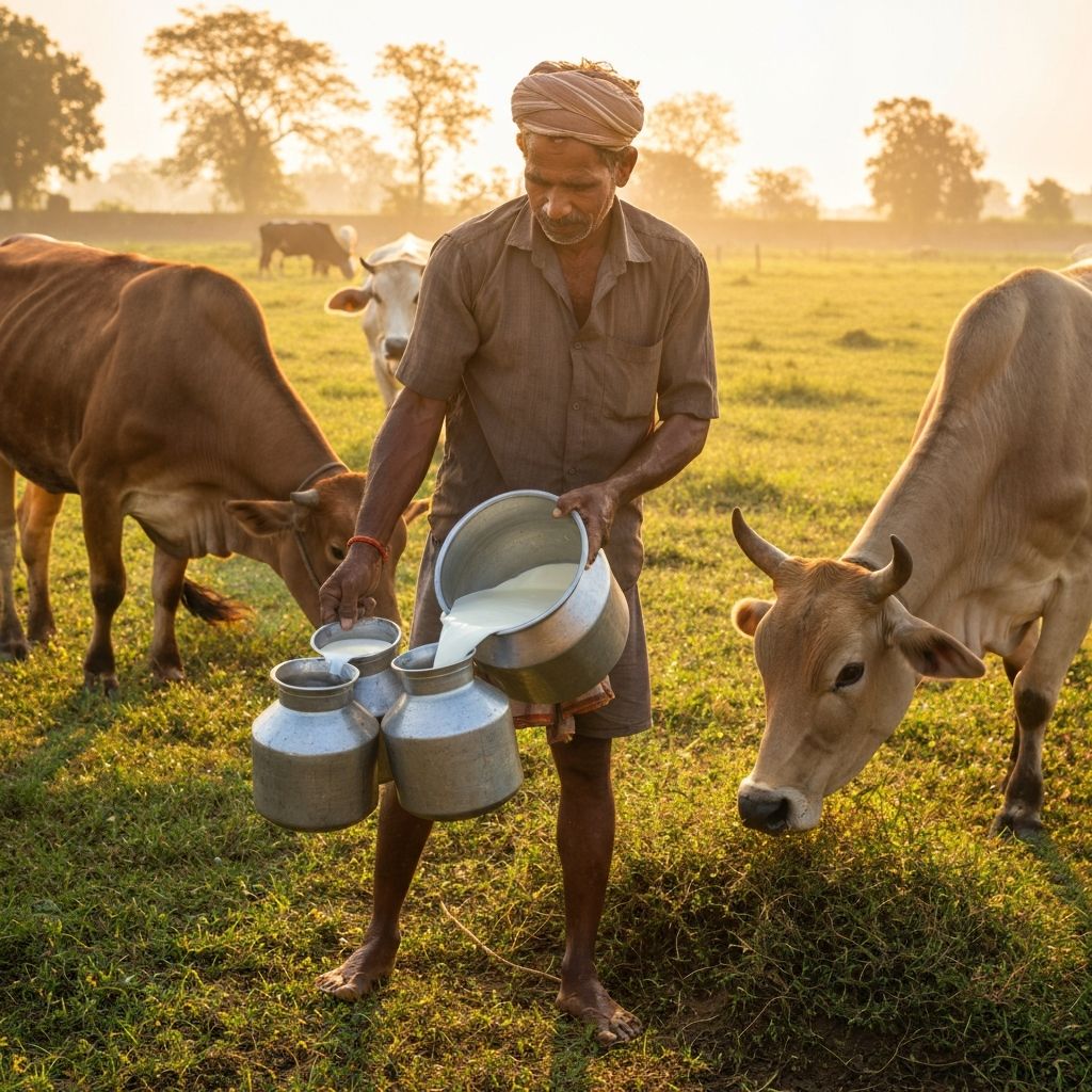 Fresh milk collection from grass-fed cows