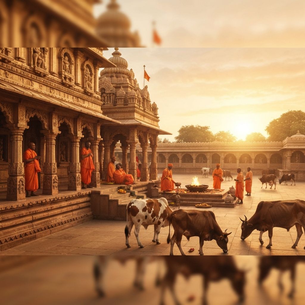 Vaidik temple tradition with cows
